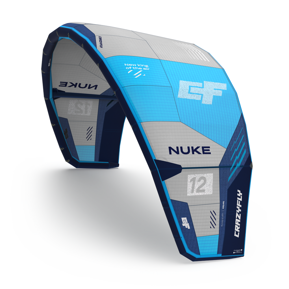 CrazyFly Nuke 2027 Kite in Blau, Grau und Navy – Big-Air- und Kiteloop-Kite