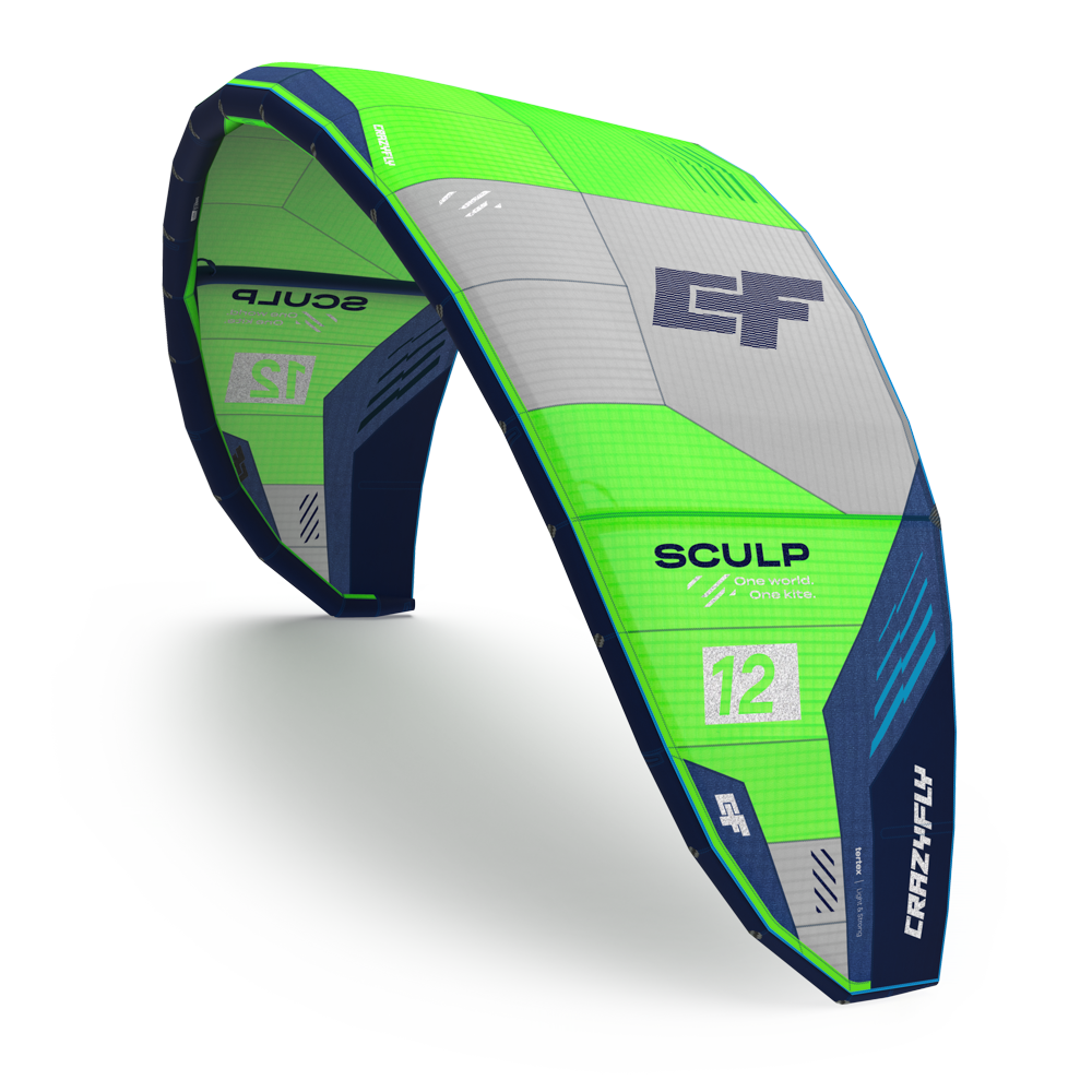 CrazyFly Sculp 2027 Kite in Grün, Grau und Navy – Allround-Kite für Freeride, Freestyle und Foil